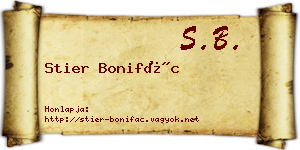 Stier Bonifác névjegykártya